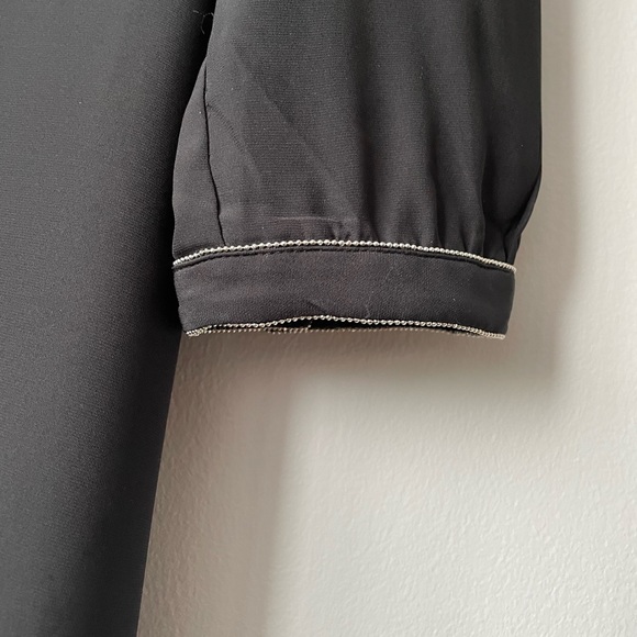 H&M SHEER BEADED LONG SLEEVE PARTY SHIFT DRESS WITH TIE WAIST SIZE 12 - Picture 7 of 11